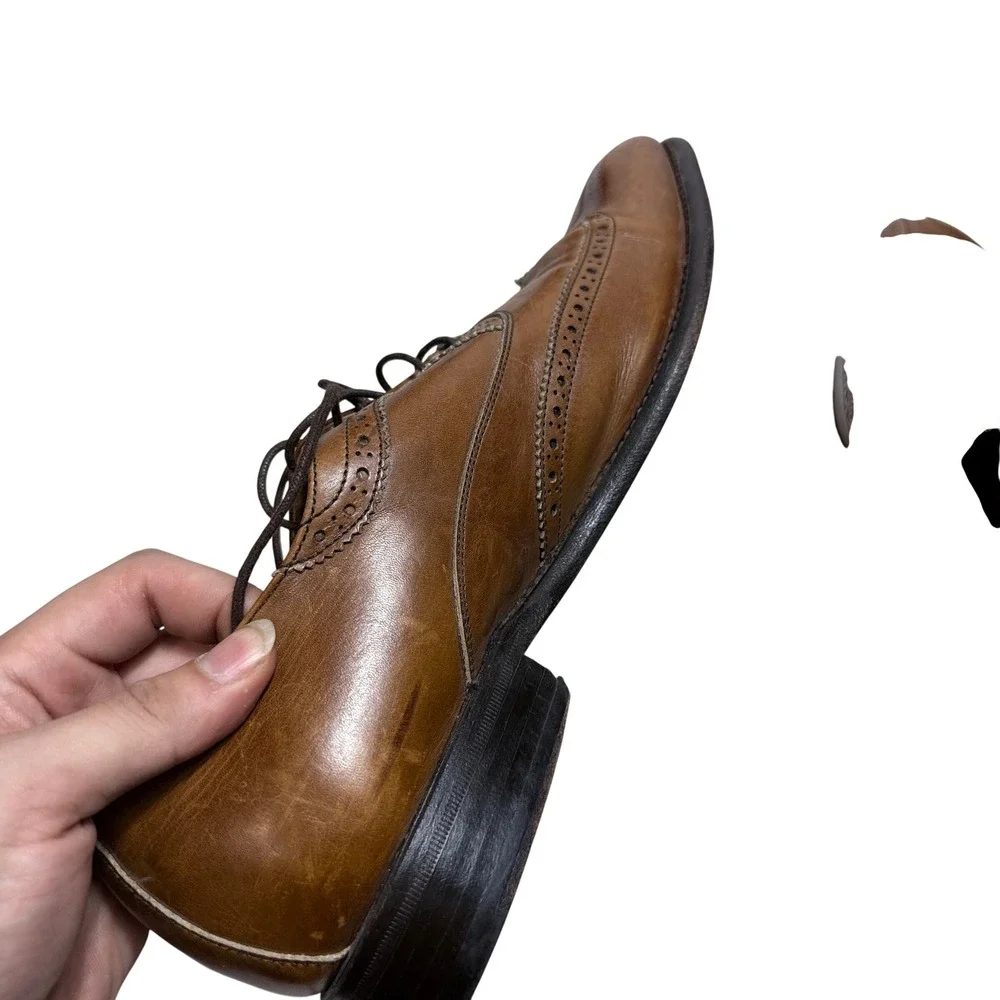 Westbury Wingtip Oxfords Mens 12 Tan Leather Goodyear Welted Brogue Dress Shoes
